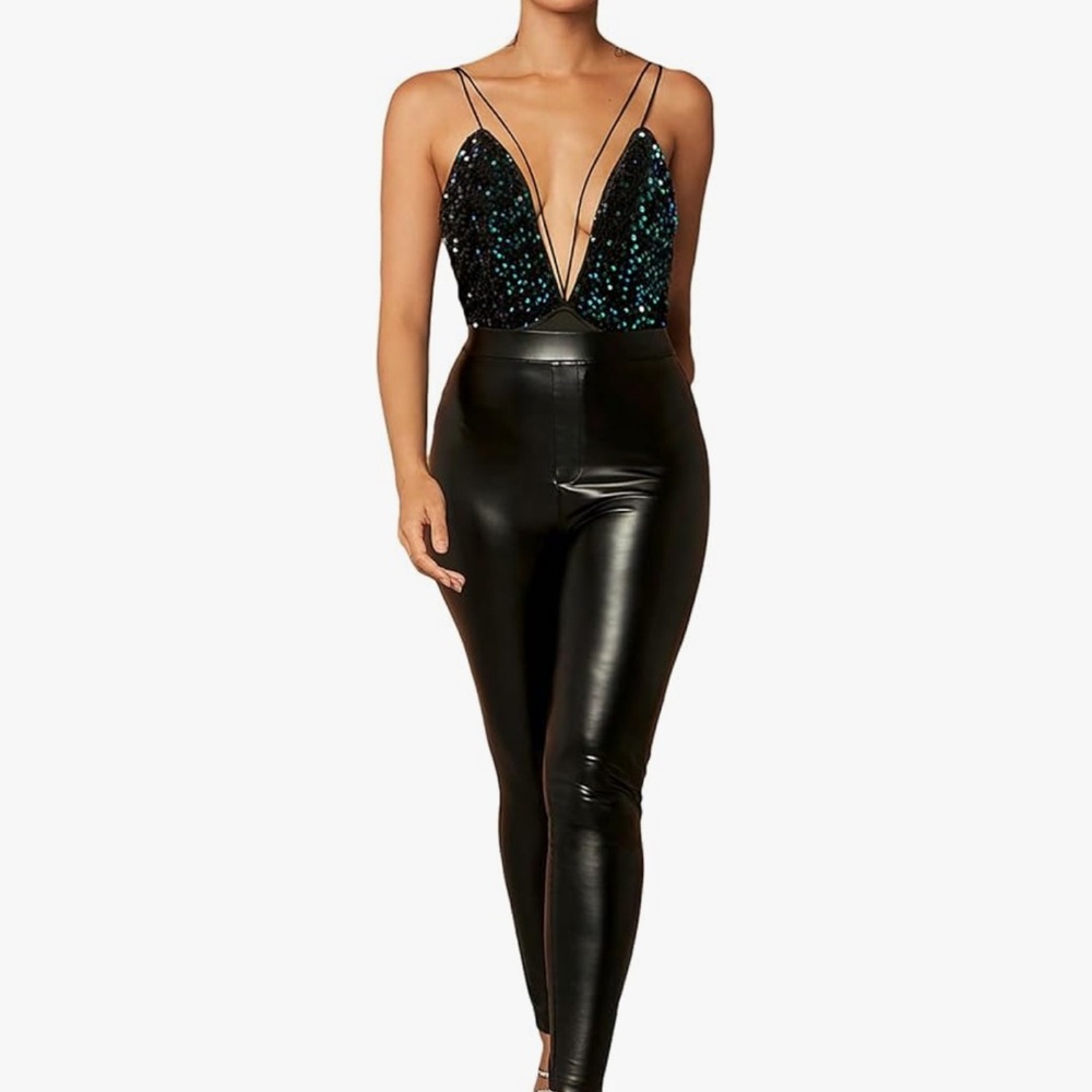 Sequin metallic mermaid bodysuit rave set festival dressy cocktail party outfit - Picture 4 of 4
